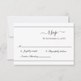 Vit Silver Elegant Formell Bröllops-RSVP-Kort OSA Kort