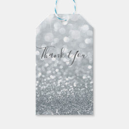 Vit Silver Glitter Bokeh Glam Söt 16 Födelsedagsfe Presentetikett