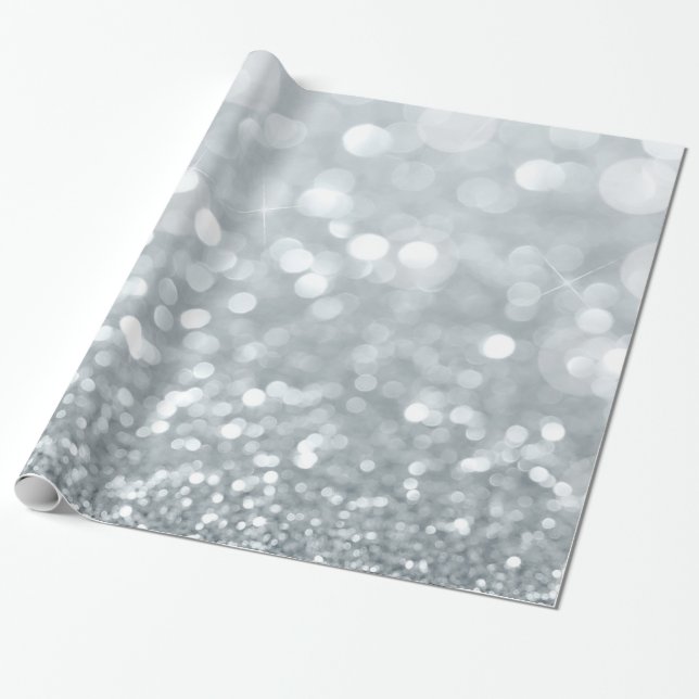 Vit Silver Glitter Bokeh Glam Söt 16 Födelsedagsfe Presentpapper (Utrullad)