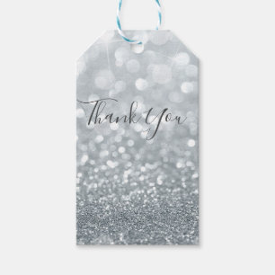 Vit Silver Glitter Bokeh Glam Söta 16 Födelsedagsf Presentetikett