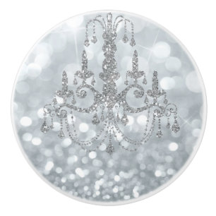 Vit Silver Glitter Bokeh Glam Taklampa Gnistrande Knopp
