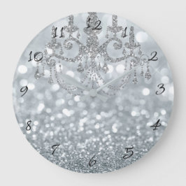 Vit Silver Glitter Bokeh Glam Taklampa Gnistrande Stor Klocka