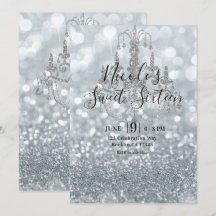 Vit Silver Glitter Bokeh Glam Taklampa Party