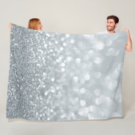 Vit Silver Glitter Bokeh Glam Trendig Glans Fleecefilt