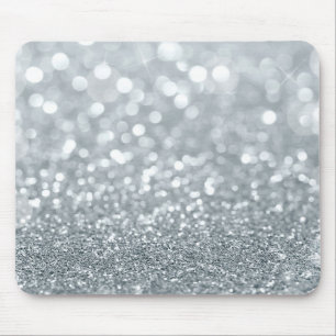 Vit Silver Glitter Bokeh Glam Trendig Glans Musmatta