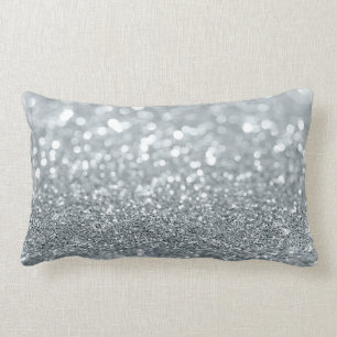 Vit Silver Glitter Bokeh Glam Trevlig Gnistrande Lumbarkudde