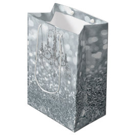 Vit Silver Glitter Bokeh Glamör Kristallkrona Gnis