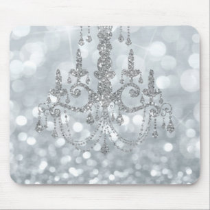 Vit Silver Glitter Bokeh Glamour Kristallkrona Gni Musmatta