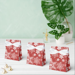 Vit Silver Snöflingemönster på Röd Jul Presentaskar