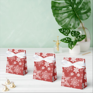 Vit Silver Snöflingemönster på Röd Jul Presentaskar