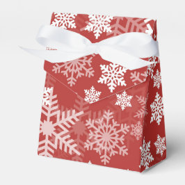 Vit Silver Snöflingemönster på Röd Jul Presentaskar