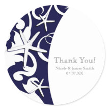 Vit sjöstjärna marinblå elegant strandbröllop