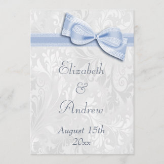 Vit skal och Faux Bow Bröllop Inbjudningar