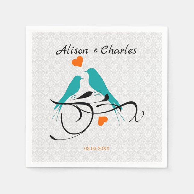 Vit skam och fåglar pappersservett (Framsidan)