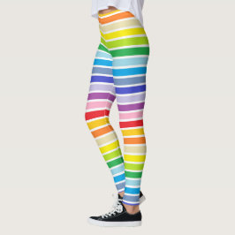 Vit skisserade mer bred Spectrumregnbågerandar Leggings