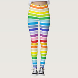 Vit skisserade mer bred Spectrumregnbågerandar Leggings