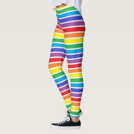 Vit skisserade regnbågerandar leggings