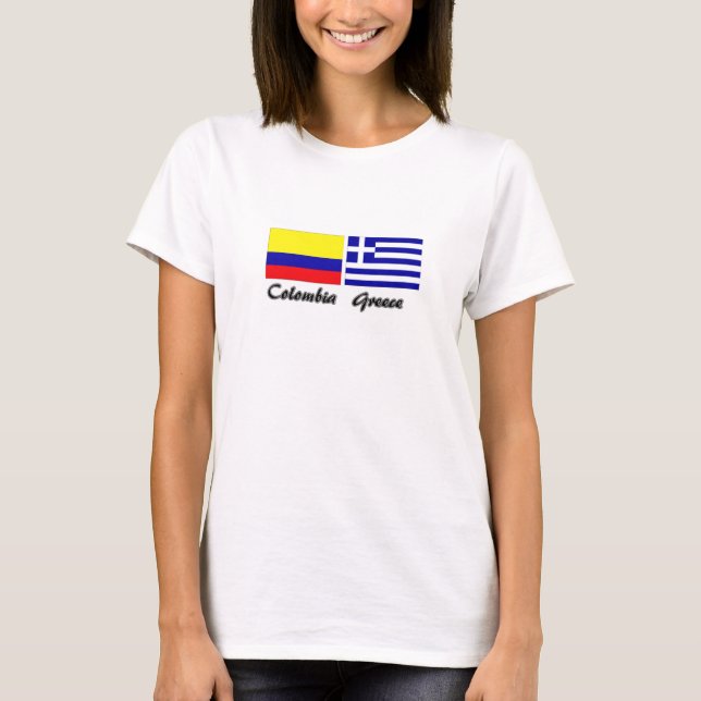 Vit skjorta Colombia mot Greklands vm-fotboll T-shirt (Framsida)