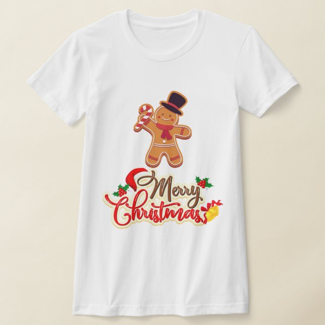 Vit skjorta för kvinnor i julkakan t shirt (Laydown)