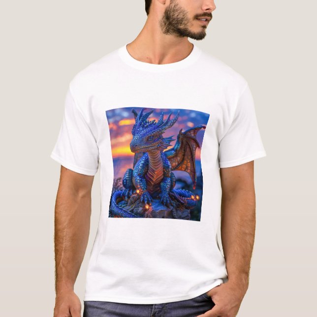 Vit skjorta utskriven med Majestic Dragon T Shirt (Framsida)