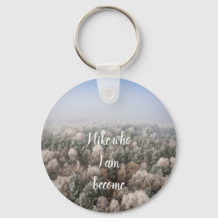 Vit skog under himlar Keychain Nyckelring