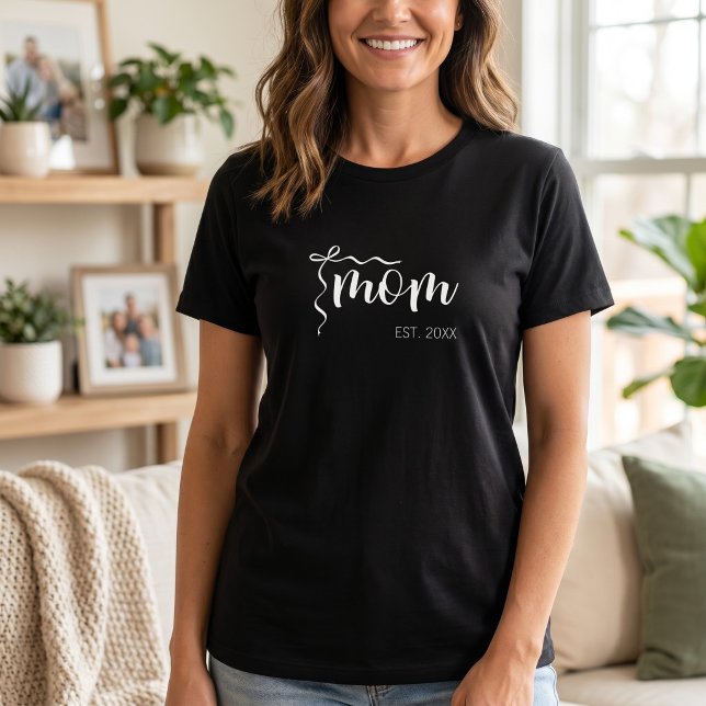 Vit Skrift Etablerad Mamma Båge Söt T Shirt (Skapare uppladdad)