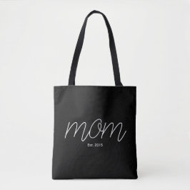 Vit skrift etablerad mamma svart tygkasse