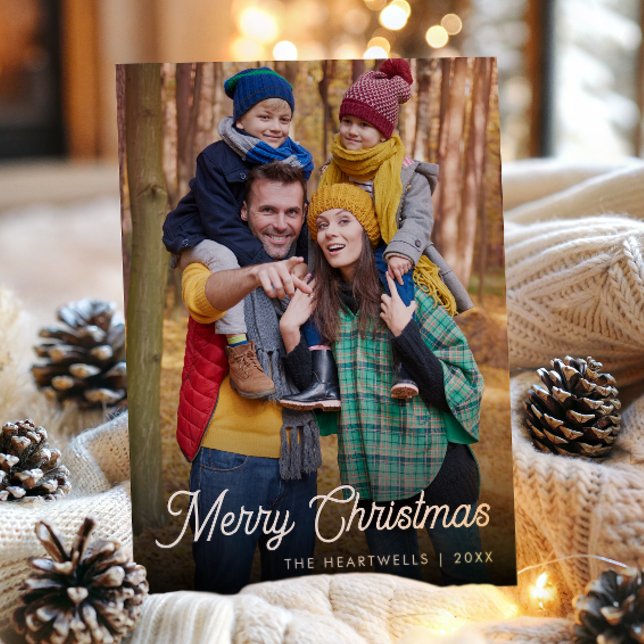 Vit skrift God Jul Vertikal Foto Julkort (Skapare uppladdad)