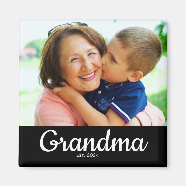 Vit skript etablerad mormor  magnet (Framsidan)