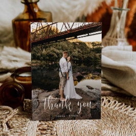 Vit skript Foto Bröllop Tack Postkort Vykort