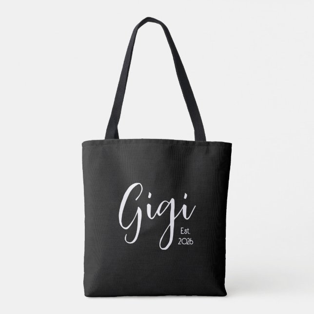 Vit Skript Gigi Etablerad  Tygkasse (Baksida)