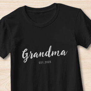Vit Skript Mormor Grundad Svart T Shirt