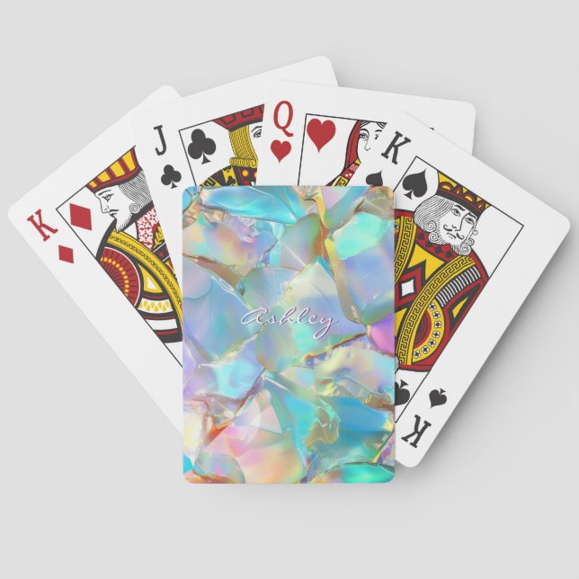 Vit skript Namn på opal bakgrund Casinokort (Baksidan)