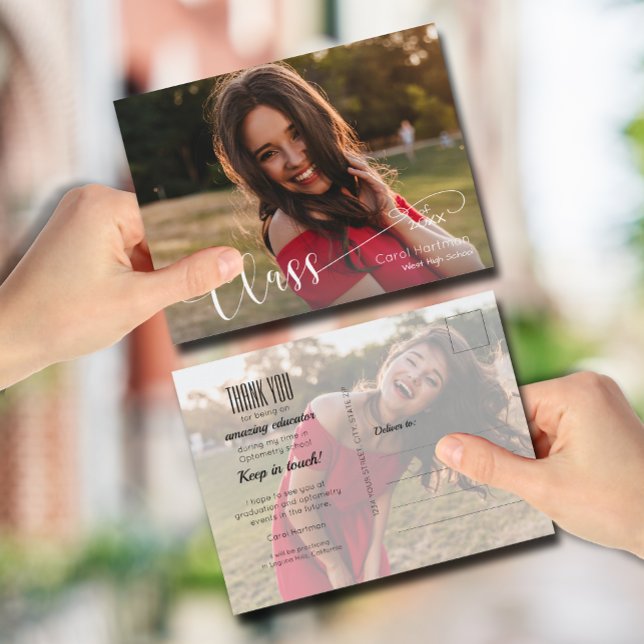 Vit skript STUDENT Photo Tack Vykort (Skapare uppladdad)