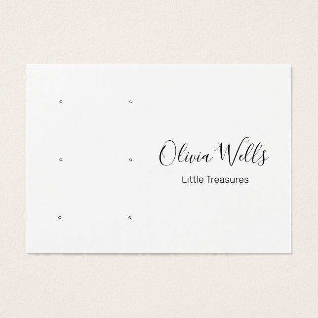 Vit skript, tre par, stud Earring Hål Visitkort (Framsidan)