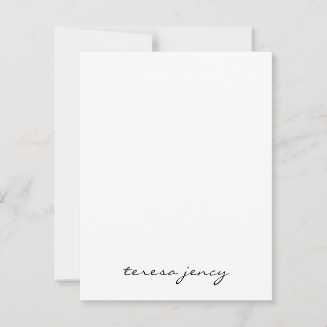 Vit skriptmonogram | Minimalistisk modern design Anteckningskort (Framsida)