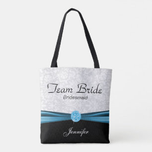 Vit skugga och blått team Bride Tygkasse