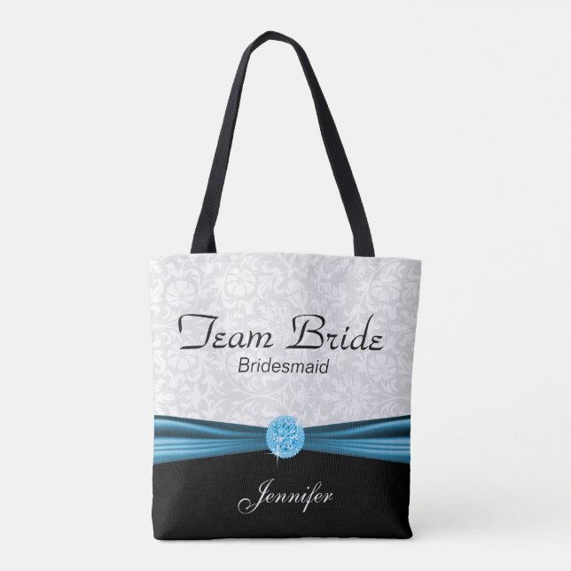 Vit skugga och blått team Bride Tygkasse (Baksida)