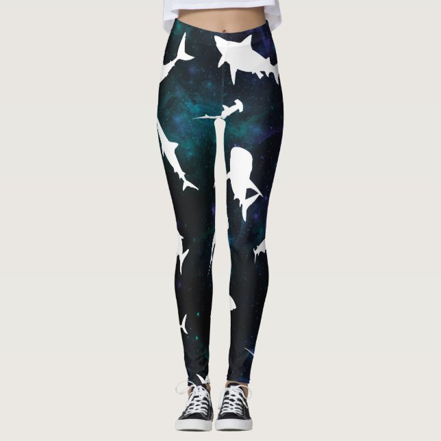 Vit skugga på Mörkens galaxområde Leggings (Framsida)