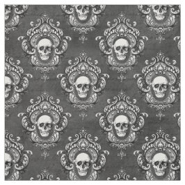 Vit skull och Grått Gothic Tyg