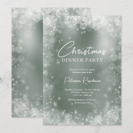 Vit snö-elegant-julhelg i grönt inbjudningar