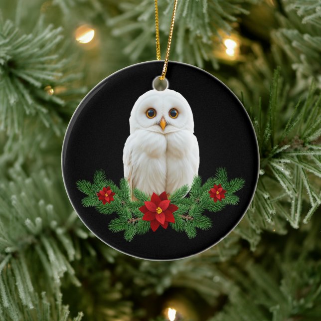 Vit Snö Jul Ugglor Julgransprydnad Keramik (Träd)