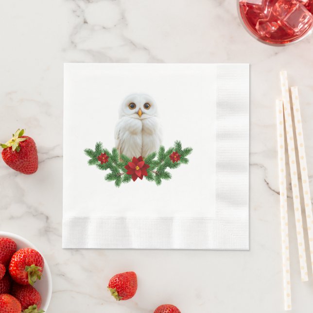 Vit Snö Jul Ugglor Pappersservett (Insitu)