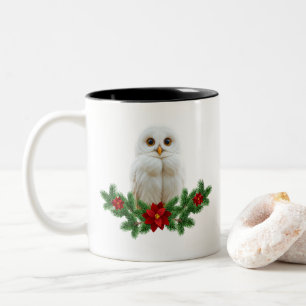 Vit Snö Jul Ugglor Två-Tonad Mugg