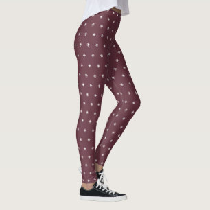 Vit snöflake Mönster jul Burgundy Leggings