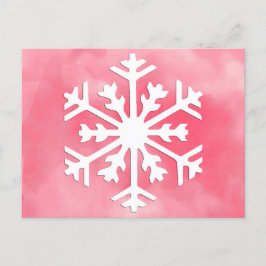 Vit snöflake på Rosa Watercolor Background Vykort
