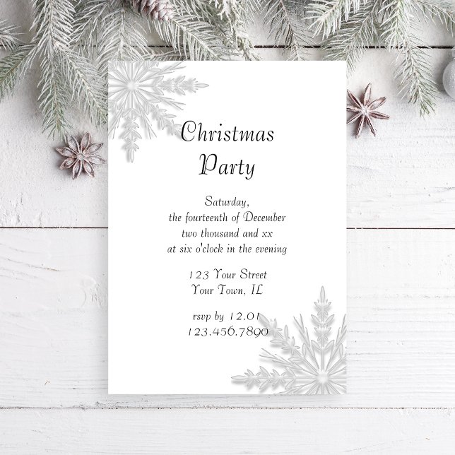 Vit snöflinga Helgdag jul Party Inbjudningar (Skapare uppladdad)