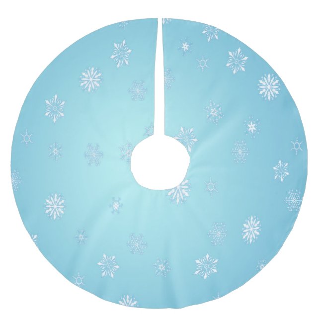Vit snöflinga julgransmatta borstad polyester (Framsidan)