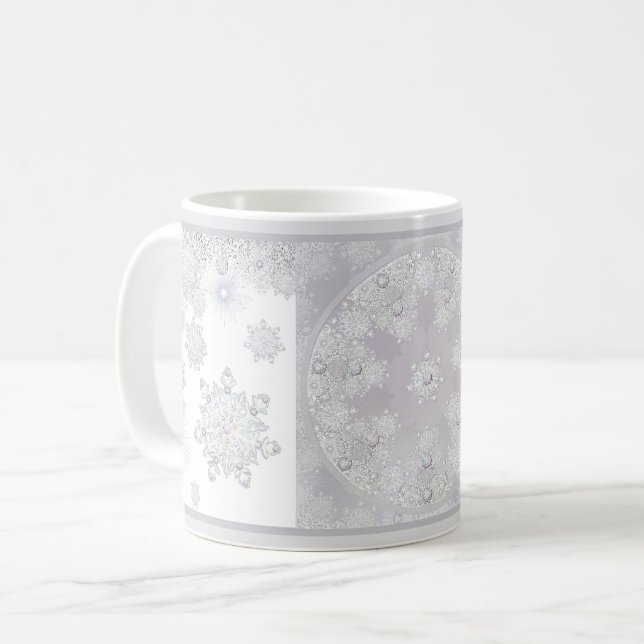 Vit snöflinga kaffemugg (Framsida vänster)