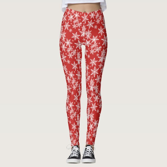 Vit snöflinga leggings (Framsida)